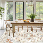 Srugn Washable Rugs 8x10 Area Rugs for Living Room,Rugs for Bedroom,Large Carpets,Ultra Soft Faux Wool Retro Dining Room Rug,Non Slip&Non-Shedding Low Pile Vintage Print Rug for Home Office,Orange