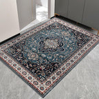 Easy-Going Area Rug 3x5 Entryway Rug Washable Inside Door Mats for Home Entrance Non-Slip Vintage Retro Small Rugs for Entry Living Room Bedroom Kitchen Bathroom Office Lightweight Carpet, Teal Brick