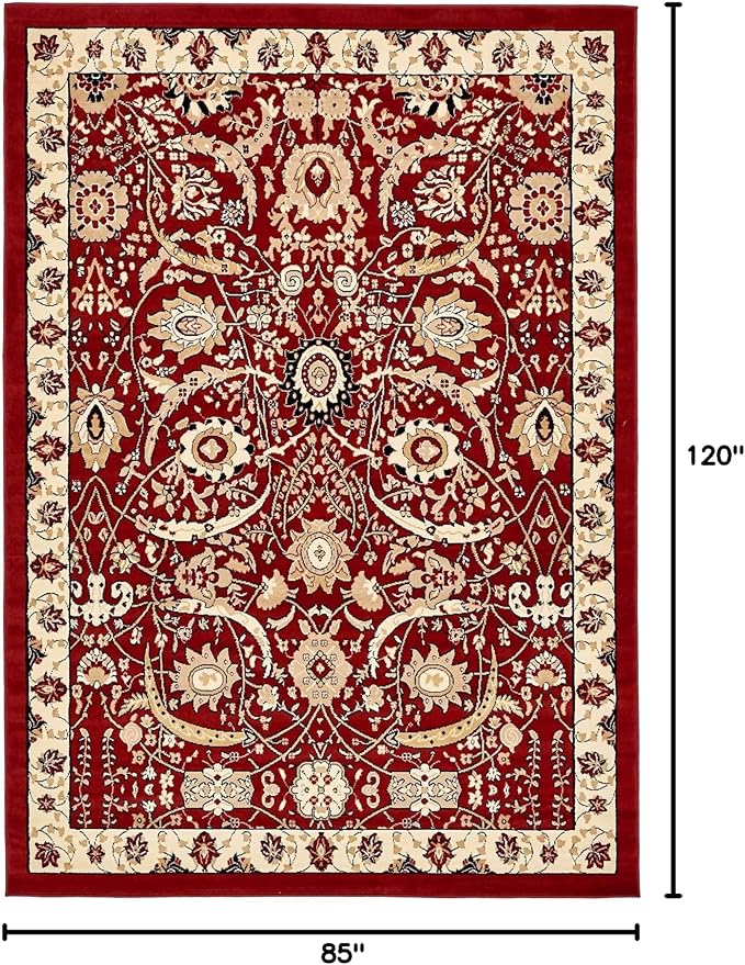 Unique Loom Espahan Collection Area Rug - Cape Cod (7' 1" x 10' Rectangle, Red/ Beige)
