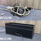 NEET Cable Management Box Large, Computer Cord Organizer, Hide and Conceal, Power Cable Organizer, Computers and Desks, Black Stitched Leather