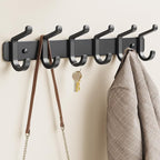 pickpiff Coat Rack Wall Mounted Heavy-Duty: Metal Coat Hanger 6 Hooks for Hanging Hat, Clothes, Robe, Keys, Backpack, Bathroom Towels, Jacket, Purse - Closet, Door, Entryway, Mudroom (Black, 2 Pack)