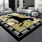 Western Horse Print Rugs 3x5ft,Boho Floral Area Rug, Botanical Print Low Pile Carpet, Stain-Resistant & Machine Washable Non-Slip Mat for Living Room, Bedroom, Dining Room