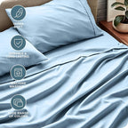 Bare Home Full XL Sheet Set - Luxury 1800 Ultra-Soft Microfiber Full Extra Long Bed Sheets - Double Brushed - Deep Pockets - Easy Fit - 4 Piece Set - Bedding Sheets & Pillowcases (Full XL, Light Blue)