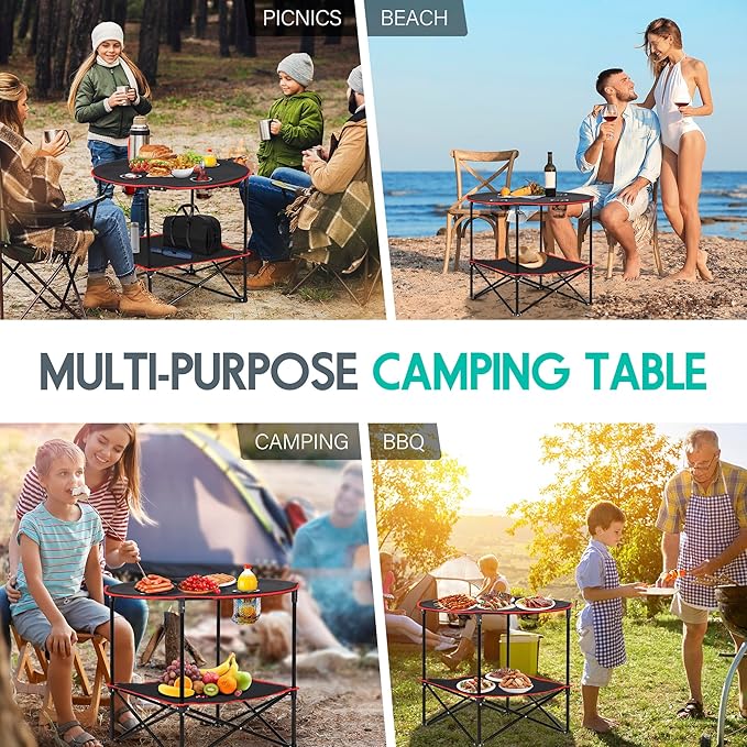 ZENY Portable Folding Picnic Table Outdoor Camping Table with 4 Cup Holders and Carrying Bag Collapsible Portable Tables Folding for BBQ Outdoor Fishing