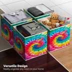 Sorbus 11 Inch Fabric Storage Cubes - Sturdy Collapsible Storage Bins & Handle - 6 Foldable Baskets for Organizing Clothes - Multi Colored Storage Baskets for Shelves (Dark Tie-dye, 11 Inch)