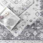 Paco Home Oriental Area Rug with Faded Vintage Look in Grey, Size: 2'8" x 4'11"