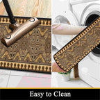 Brown Geometric Runner Rug, 1.3x7ft Hallway Runner Washable Rug, Corridor & Foyer High-Traffic Rugs, Indoor Durable Non-Slip Mat, Vintage Southwestern Decorative Home Carpet