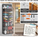 PAULONE Over the Door Organizer Heavy Duty – 96 Lbs Capacity 20 Pair Shoe Rack with Multi-Size Pockets Fits Tall Boots up to 11.8", Breathable Mesh, Metal Hooks – Also for Bags, Toys, Toiletries