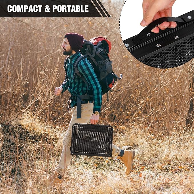 REDCAMP 35x16 Folding Grill Table for Outside with 2 Side Tables, 4 Adjustable Heights Portable Small Stand Table for Outdoor Indoor Camping Picnic BBQ