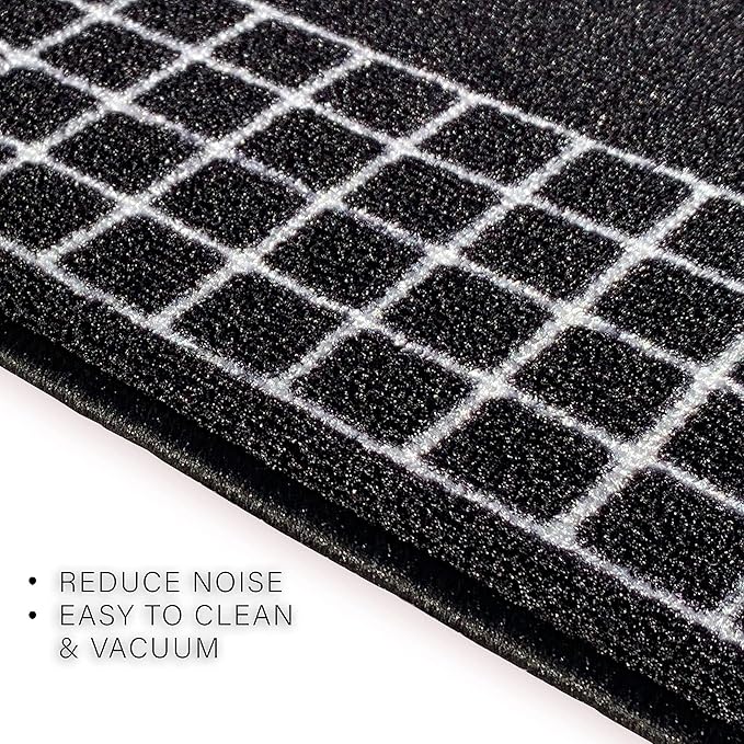 Custom Made Runner Rug for Kitchen Foyer Hallway Entry Choose Your Length 26 Inch Wide Geometric Checkered Design Black Color (10 feet x 26 inch)
