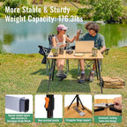 KingCamp Bamboo Folding Table, 4-Fold Camping Adjustable Height Portable Outdoor Lightweight & Compact Table with Aluminum Frame for RV Picnic BBQ Tailgating