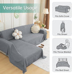 MYSKY HOME Couch Cover for Sectional Sofa, 2 Pieces Couch Covers for L Shape Sofa Geometrical Sofa Slipcovers for 2-3 Cushion Couch Sofa Throws for Pets, Kids (71"x118"+71"x118", Frost Grey)