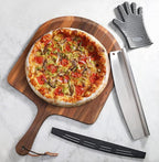 New Star Foodservice Stainless Steel Pizza Cutter (18") and Acacia Wood Pizza Peel (20") Combo Set