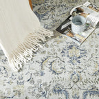 jinchan Kalen Runner Rug 3x10 Washable Hallway Rug Vintage Runner Indoor Floor Cover Thin Retro Distressed Floral Country Non Slip Carpet for Entryway Bathroom Bedroom Living Room Stairway Blue