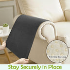 Couch Arm Covers, Waterproof Armrest Cover for Sofa, Armchair, Loveseat, Non-Slip Recliner Arm Covers, Sofa Headrest Covers, Arm Chair Covers Set of 2 (Dark Gray, 26"×26")