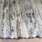 SAFAVIEH Rag Rug Collection Area Rug - 10' Square, Grey, Handmade Boho Stripe Cotton, Ideal for High Traffic Areas in Living Room, Bedroom (RAR121A)