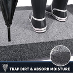 PURRUGS Dirt Trapping Door Mat 24" x 70", Non-Slip/Skid Machine Washable Entryway Rug, Shoes Scraper, Throw Rug, Super Absorbent Area Rug for Muddy Wet Shoes and Paws, Light Grey & Grey
