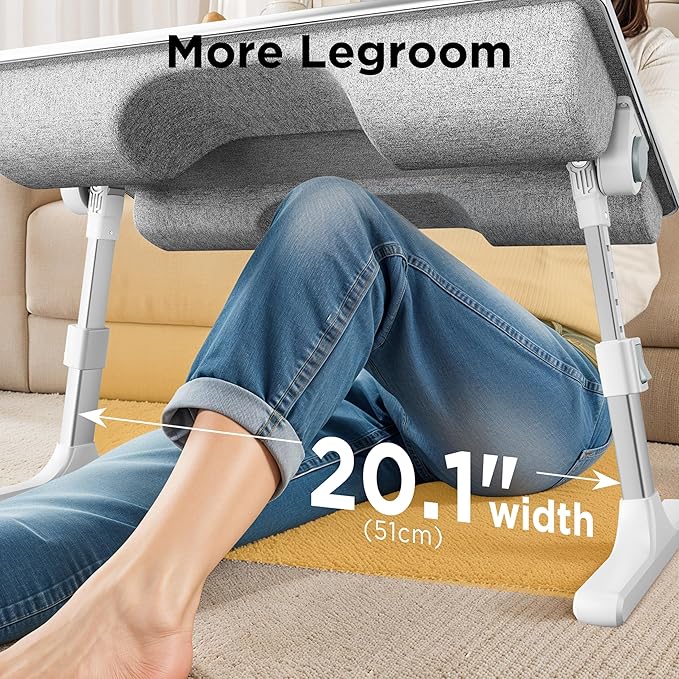FoldWise 2-in-1 Lap & Bed Desk with Soft Cushions - Adjustable Height & Angle, Foldable Laptop Stand for Bed & Couch - Wrist Rest, iPad Holder, Stopper & Non-Slip Leather - Bed Table for Adults & Kids