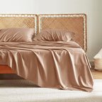 Bedsure Full Size Bed Sheets, Cooling Sheets, Rayon Derived from Bamboo, Breathable & Soft, Deep Pocket Up to 16 Inches, Hotel Luxury Silky Bedding for Hot Sleepers, Khaki
