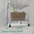 GIOTORENT 5 Tier Standing Shelving Metal Units, Adjustable Height Wire Shelf Display Rack for Laundry Bathroom Kitchen 11.8 W x 11.8 D x 50 H (5-Tier, Grey, Matte/Glossy Finish)