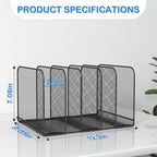TOPCJ 5 Sections Desk File Holder/Rack/Sorter,Mesh File Organizer,File Folder Organizer,Metal Upright Desktop Organization for Documents,Magazine,Kitchenware,Antiskid,Antirust,Sturdy,2 Packs