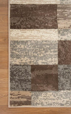 SUPERIOR Indoor Area Rug, Jute Backed, Modern Geometric Patchwork Floor Decor for Bedroom, Office, Living Room, Entryway, Hardwood Floors, Rockwood Collection, 8' x 8' Square, Slate