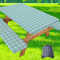 misaya Picnic Table Cover with Bench Cover, Waterproof Elastic Fitted Tablecloth for 6 Foot Tables, Rectangle Washable Polyester Tablecloths for Picnic, Camping, Outdoor (Turquoise, 30" x 72")