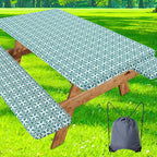 misaya Picnic Table Cover with Bench Cover, Waterproof Elastic Fitted Tablecloth for 5 Foot Tables, Rectangle Washable Polyester Tablecloths for Picnic, Camping, Outdoor (Turquoise, 30" x 60")
