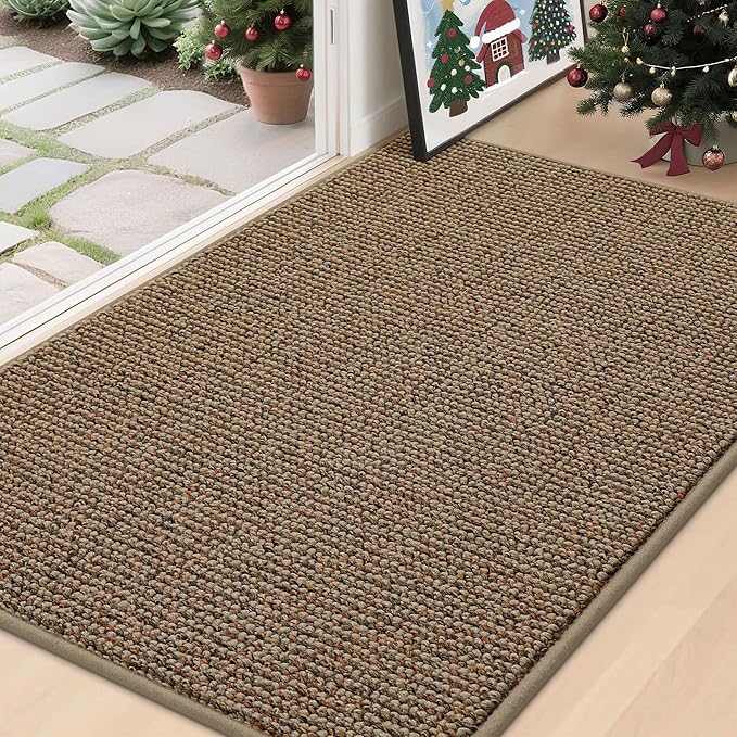 BEQHAUSE Dirt Trapper Door Mat 32" x 48", Non-Slip Washable Doormats Entrance Mat, Dirt Resistant and Absorbent Welcome Mat, Low Profile Floor Mats for Front Back Door and Entryway, Beige
