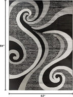 GLORY RUGS Modern Area Rug 5x7 Black Gray Swirls Carpet Bedroom Living Room Contemporary Dining Accent Sevilla Collection 4817A (5x7, Black)
