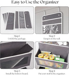 Giraffe Creation Gray Over Door Organizer with 4 Large Clear Pockets, Neutral Hanging Door Storage for Closet, Bathroom, Bedroom, Dorm, Nursery, Toys, Toiletries