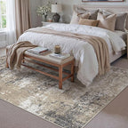 5x7 Abstract Area Rug Brown Washable Non Slip Living Room Carpet Modern Neutral Low Pile Ultra Soft Bedroom Throw Rug Contemporary Indoor for Kitchen Office Laundry Dining Room Bathroom