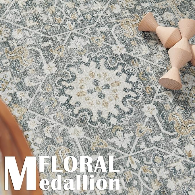 jinchan Runner Rug 3x10 Washable Hallway Rug Distressed Gray Multi Vintage Floral Runner Kitchen Floor Cover Indoor Mat Retro Entryway Living Room Bedroom Office Farmhouse Grey
