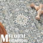 jinchan Runner Rug 3x10 Washable Hallway Rug Distressed Gray Multi Vintage Floral Runner Kitchen Floor Cover Indoor Mat Retro Entryway Living Room Bedroom Office Farmhouse Grey