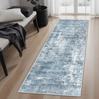 Soalmost Runner Rug 2'x6' Abstract Washable Non-Slip Runner Rugs for Kitchen Bathroom Laundry Room Blue Vintage Floor Carpet Runners for Hallway Entryway