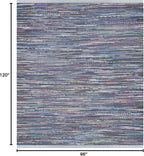 SAFAVIEH Rag Rug Collection Area Rug - 8' x 10', Purple & Multi, Handmade Boho Stripe Cotton, Ideal for High Traffic Areas in Living Room, Bedroom (RAR121D)