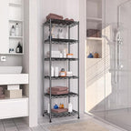 GIOTORENT 6-Tier Storage Shelves Standing Shelving Metal Units, Adjustable Height Wire Shelf Display Rack for Pantry Laundry Bathroom Kitchen 16.6” x 11.8” x 63”, Black