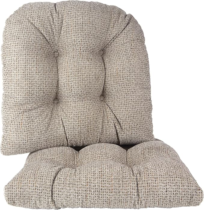 Klear Vu Gripper Overstuffed Universal Non-Slip Dining Chair Cushions for Kitchen Decor or Office Use, U-Shaped Skid-Proof Seat Pad, 17x17 Inches, 2 Count (Pack of 1), Honeycomb Graystone