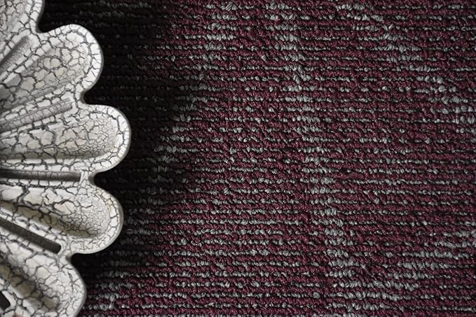 Furnish my Place Geometrical Pattern Indoor/Outdoor Refine Burgundy Abstract Area Rug, Runner Rug, Hallway Entry Carpet, Contemporary Rug for Living Room, Dining Room, Made in USA - 3' x 12'