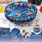 5 Pieces Bowl Covers Reusable, 5 Size Elastic Cloth Bowl Covers for Bread Proofing Food Covers Washable for Food Fruits Leftover (Blue Bird)