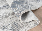 Adel Modern Area Rug for Living Room, 8x10 Rustic Distressed Abstract Large Blue Rug, Medium Pile Stain Resistant Carpet for Bedroom, Dining Room or Kitchen (8' x 10', Blue)