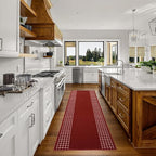 Custom Made Runner Rug for Kitchen Foyer Hallway Entry Choose Your Length 26 Inch Wide Geometric Checkered Design Red Color (16 feet x 26 inch)