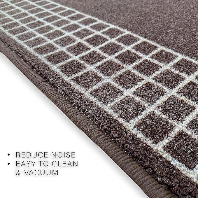 Custom Made Runner Rug for Kitchen Foyer Hallway Entry Choose Your Length 31 Inch Wide Geometric Checkered Design Brown Color (23 feet x 31 Inch)