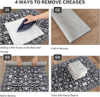 Hallway Runner Rug, Black and White Washable Runner Rug 2x8 Vintage Floral Kitchen Rug Runner Non Slip Boho Thin Printed Faux Wool Super Soft Carpet for Entryway Bedroom Laundry Room Indoor