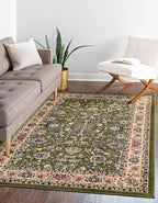 Rugs.com Yasmin Collection Rug – 5' x 8' Green Medium Rug Perfect for Bedrooms, Dining Rooms, Living Rooms