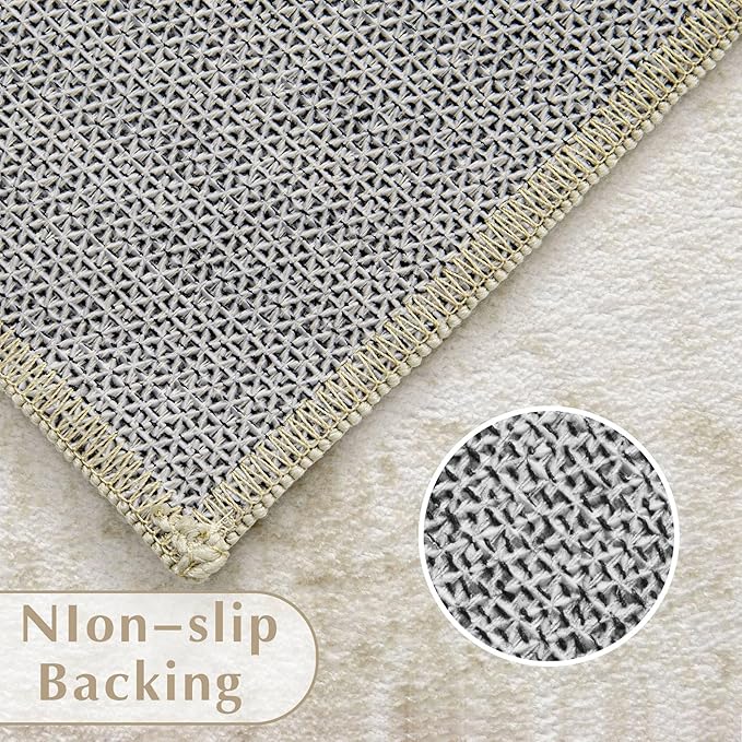Area Rug 3x5 Entryway Rugs - Machine Washable Vintage Boho Area Rug Non-Slip Kitchen Rugs Soft Stain Resistant Indoor Door Mat, Small Oriental Throw Rug for Entrance Hallway Bedroom (Ivory, 3'x5')
