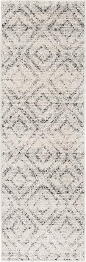 SAFAVIEH Adirondack Collection Runner Rug - 2'6" x 12', Light Grey & Grey, Modern Diamond Distressed Design, Non-Shedding & Easy Care, Ideal for High Traffic Areas in Living Room, Bedroom (ADR131C)