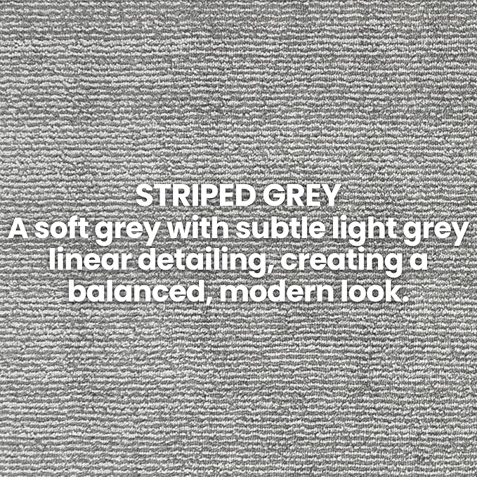 40ft Cut-to-Measure Runner Rug for Extra Long Hallways - Striped Grey | Non-Slip & Washable | No-Fray Edge Finished