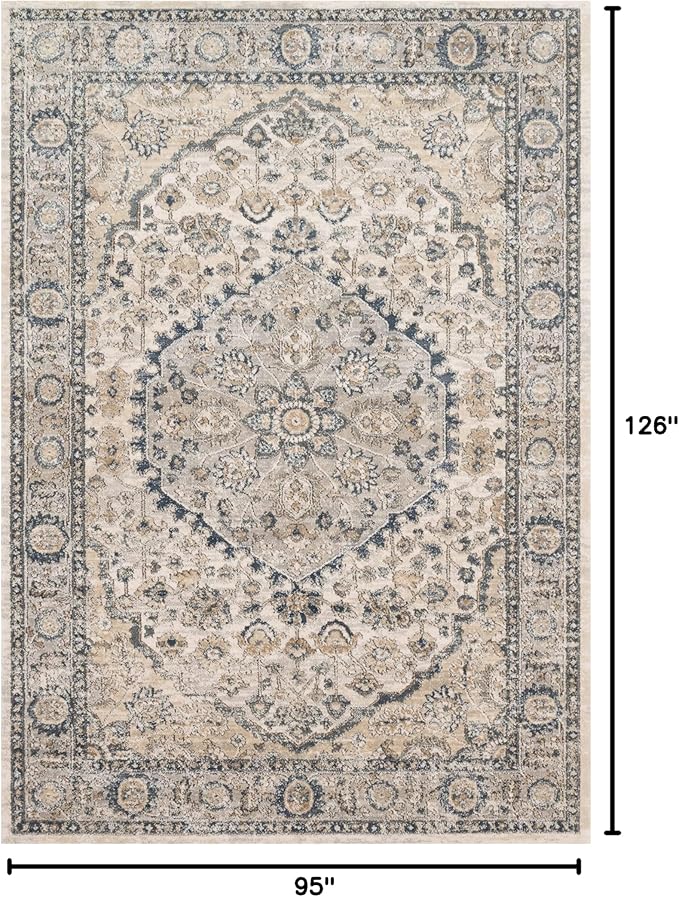 Loloi Teagan Collection TEA-01 Natural/Lt. Grey 7'-11" x 10'-6" Area Rug, Large, Soft Neutral Rug, High-Traffic for Living Room, Bedroom, Home Office, Dining Area