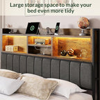 LARMACE King Bed Frame with 6 Storage Drawers, Bed Frame King Size with Linen